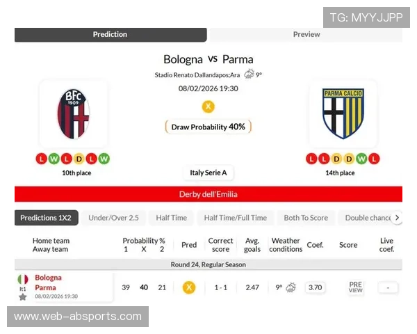 博洛尼亚主场迎战帕尔马,历史交锋数据暗示平局趋势 博洛尼亚主场迎战帕尔马,历史交锋数据暗示平局趋势